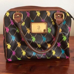 U.S Polo Assn Satchel with Multi-Colored Logos